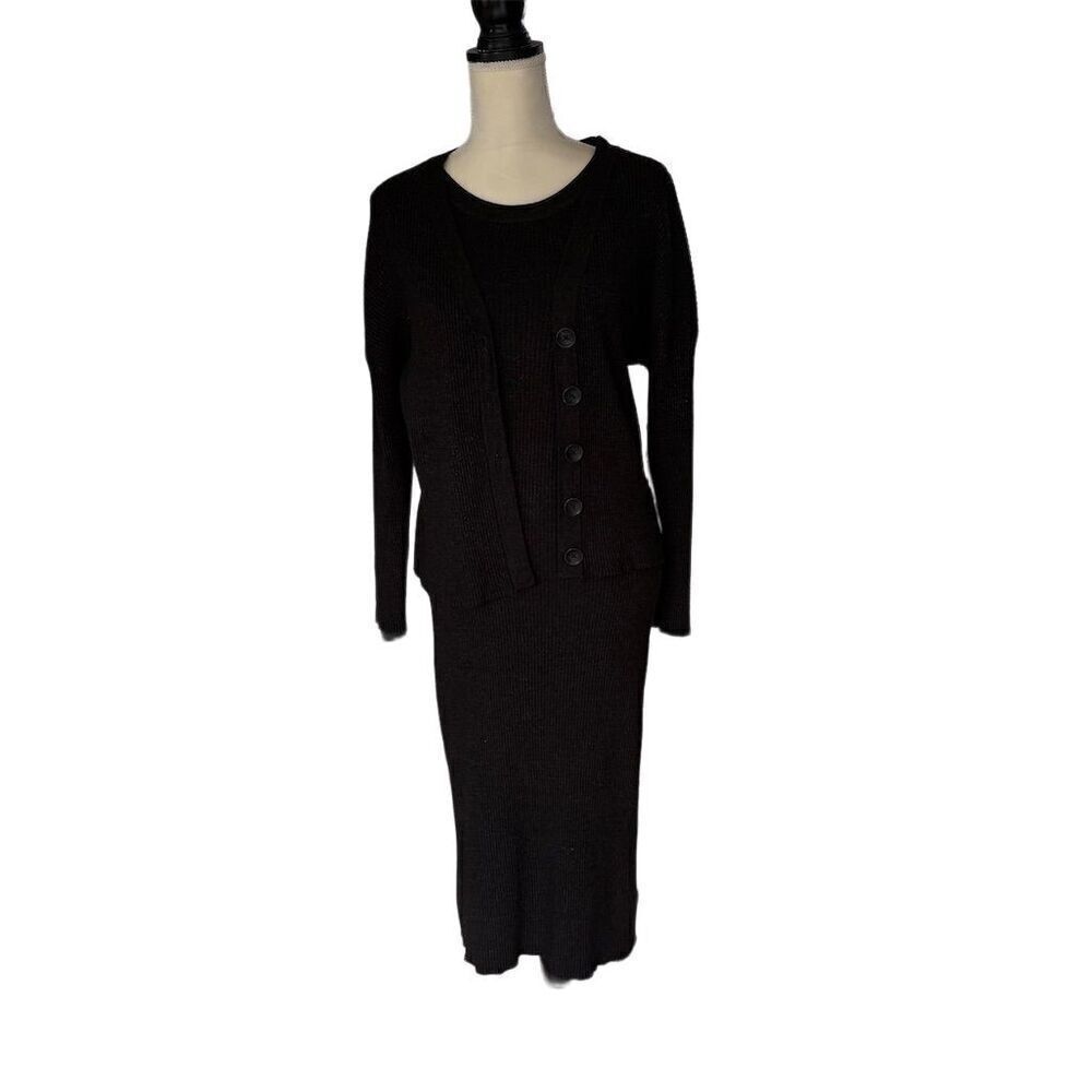 Rachel Zoe Women's charcoal 2-Piece Cardigan & Bodycon Dress Set Size M Casual